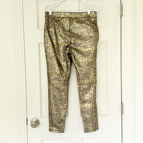 NWT FREE PEOPLE gold python leggings size M brown shiny snakesekin pull on - Picture 5 of 9
